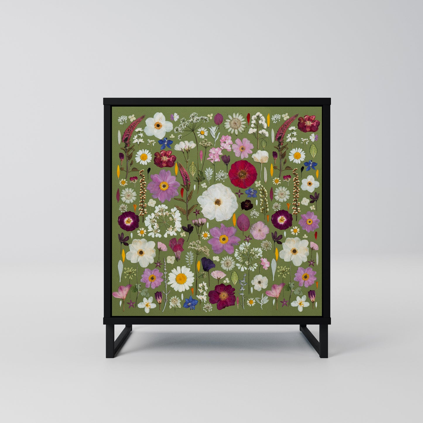 WILD GARDEN 1-Door Sideboard in Black Finish