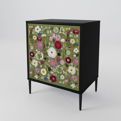 WILD GARDEN 1-Door Sideboard in Black Finish