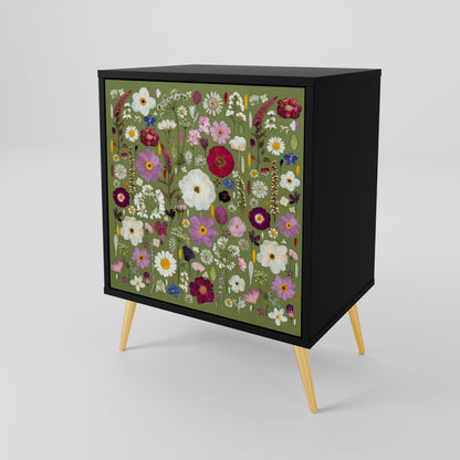 WILD GARDEN 1-Door Sideboard in Black Finish