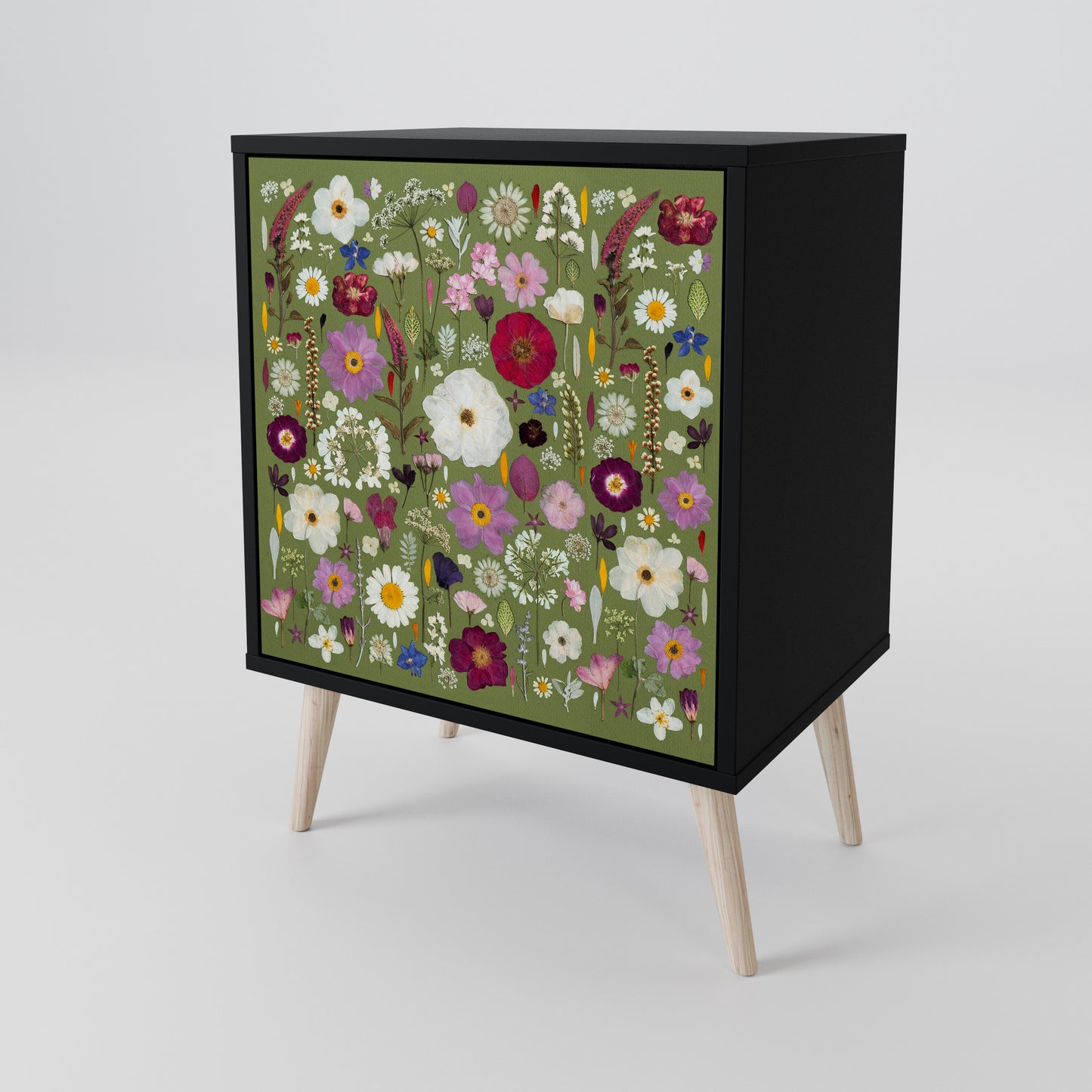 WILD GARDEN 1-Door Sideboard in Black Finish