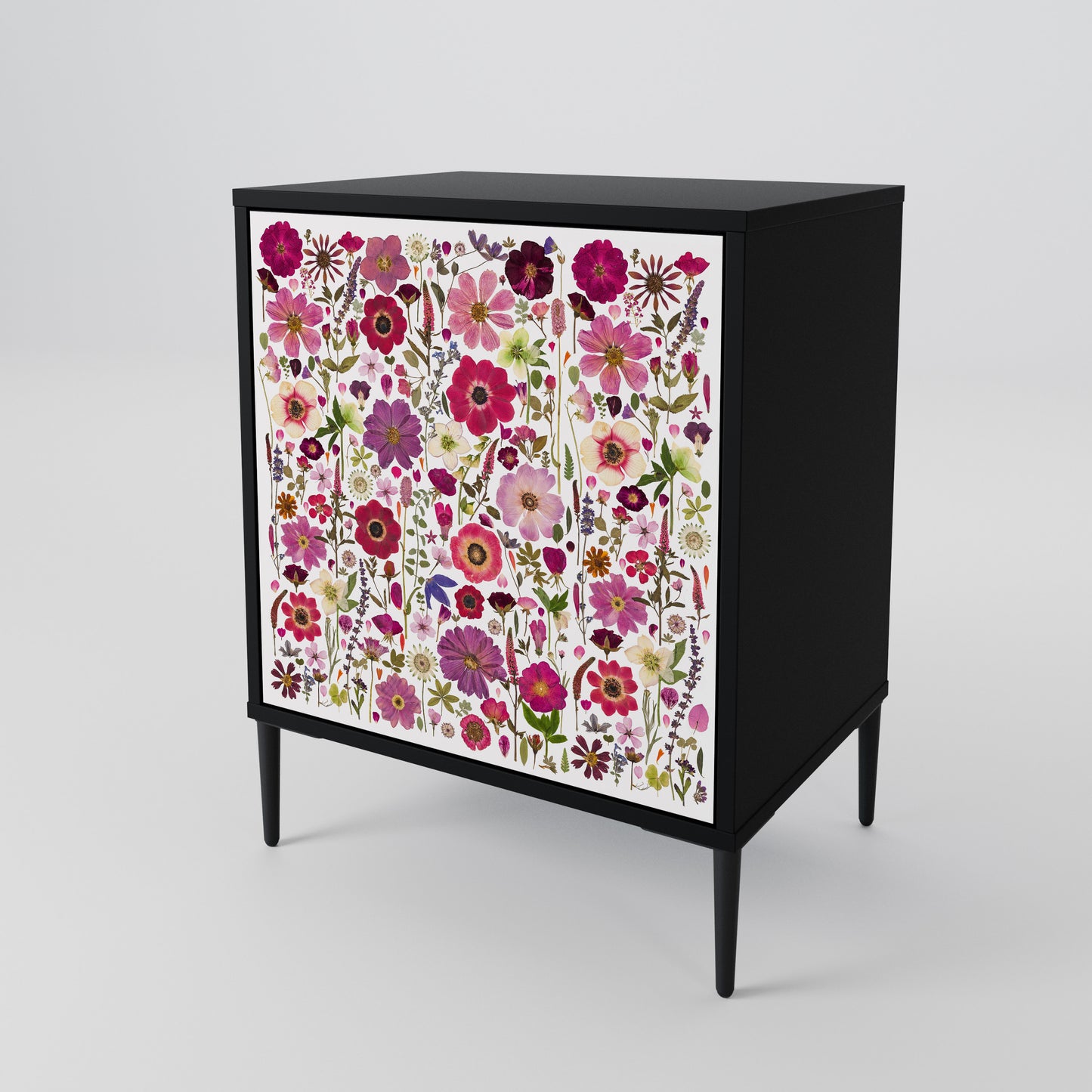 PETAL GARDEN 1-Door Sideboard in Black Finish