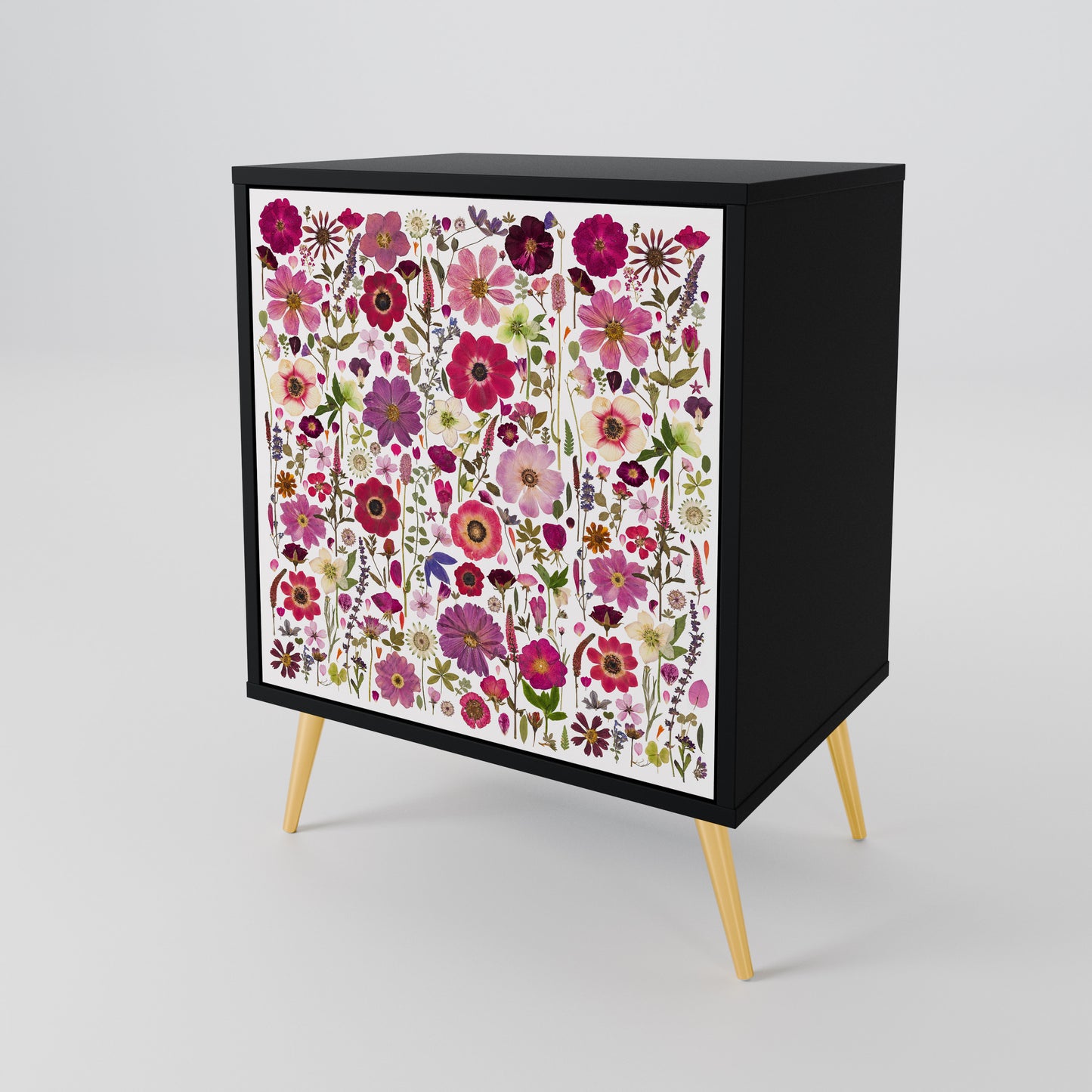 PETAL GARDEN 1-Door Sideboard in Black Finish