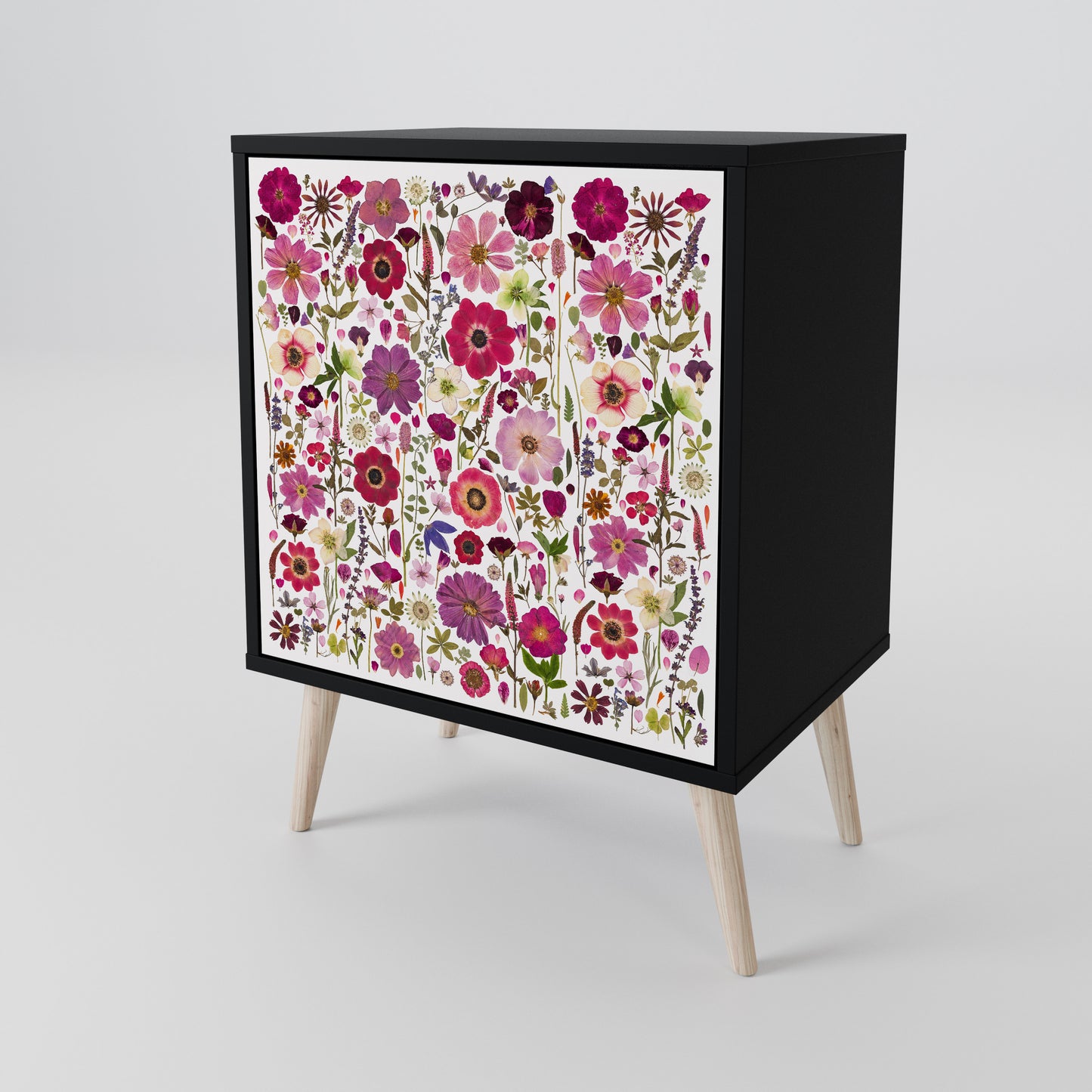 PETAL GARDEN 1-Door Sideboard in Black Finish