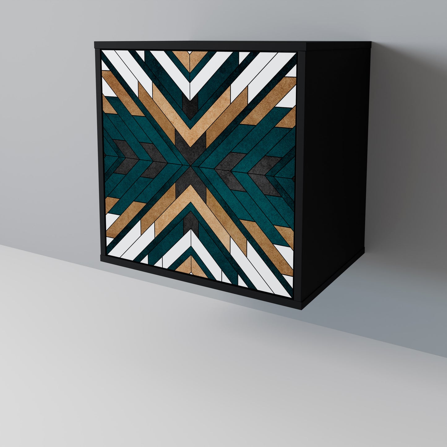 Credenza ARTISTIC GEOMETRY a 1 anta con finitura nera