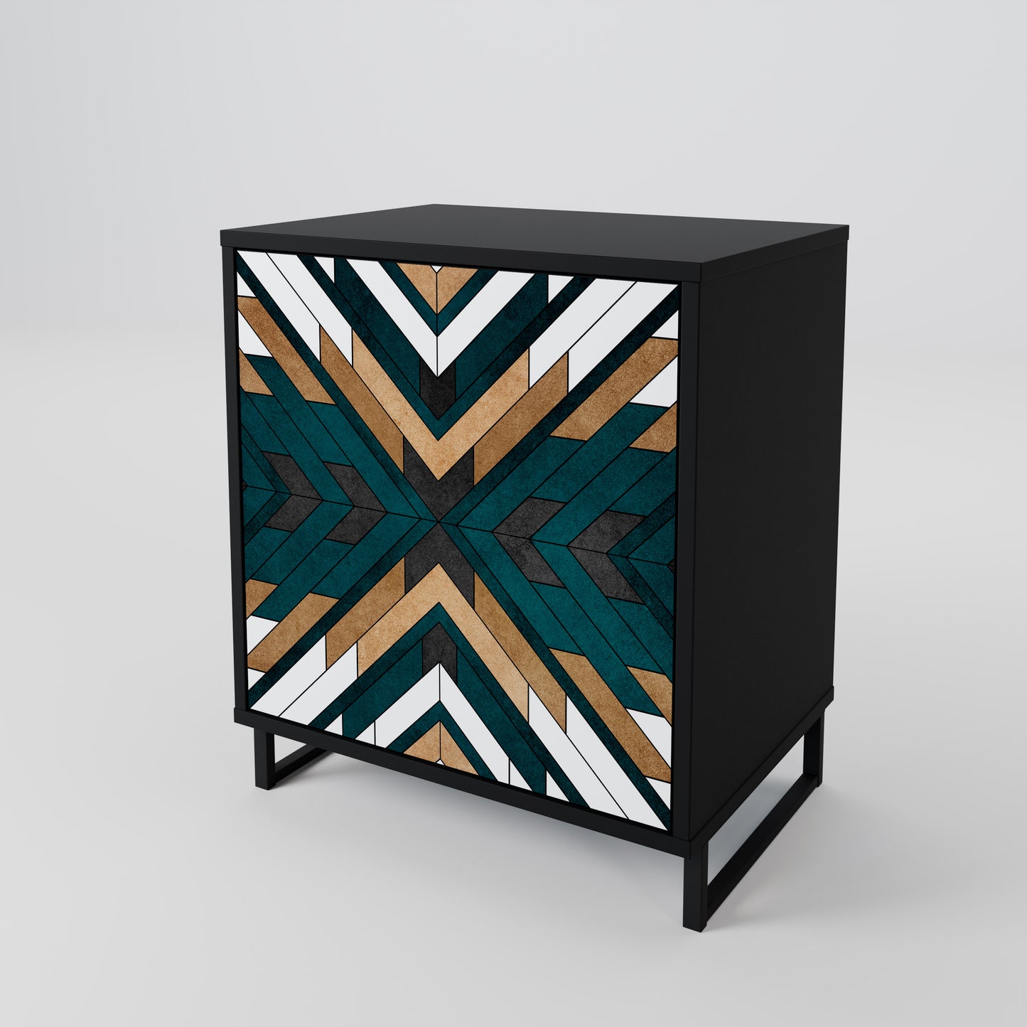 Credenza ARTISTIC GEOMETRY a 1 anta con finitura nera