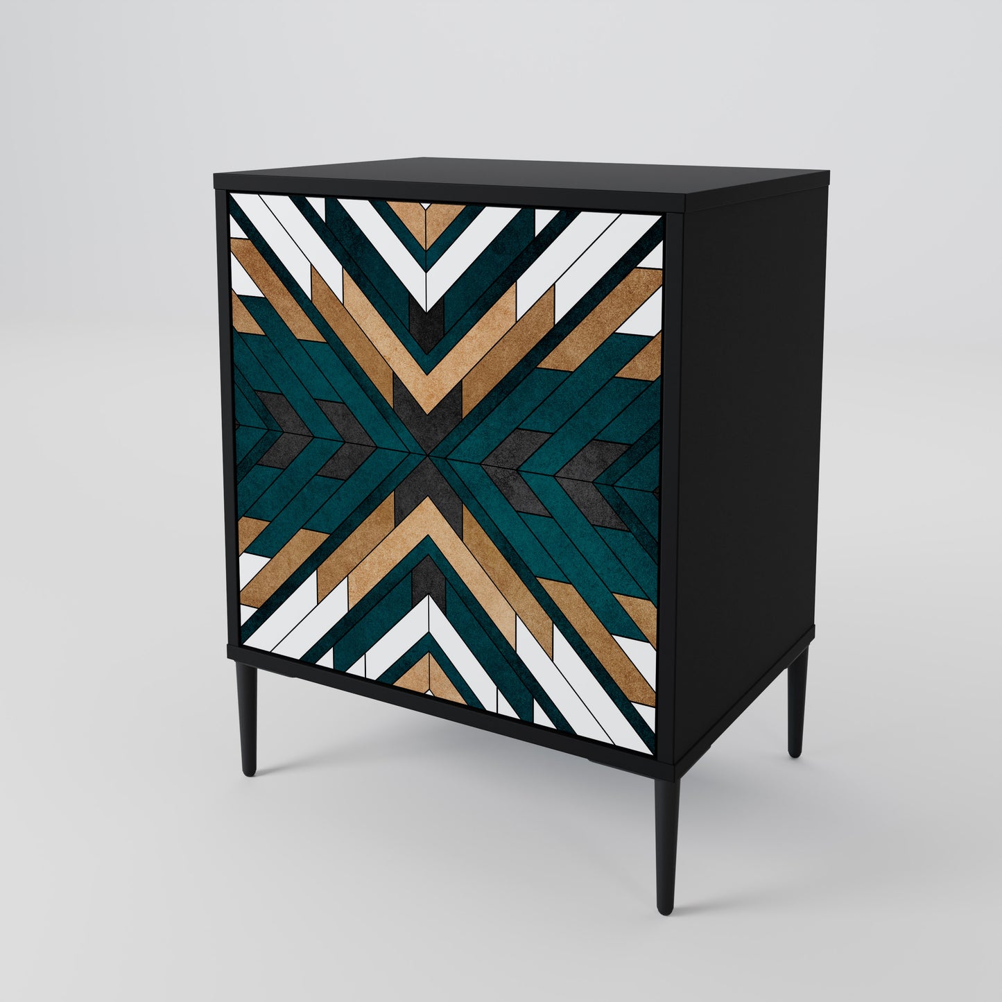 Credenza ARTISTIC GEOMETRY a 1 anta con finitura nera