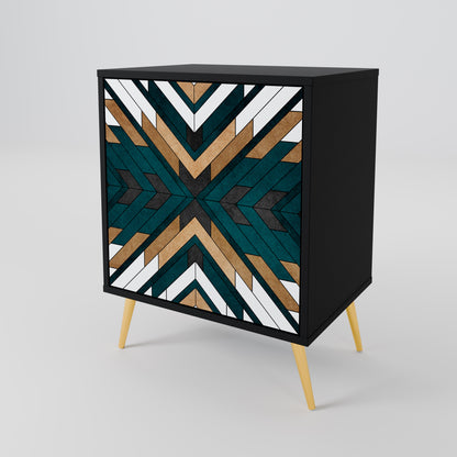 Credenza ARTISTIC GEOMETRY a 1 anta con finitura nera