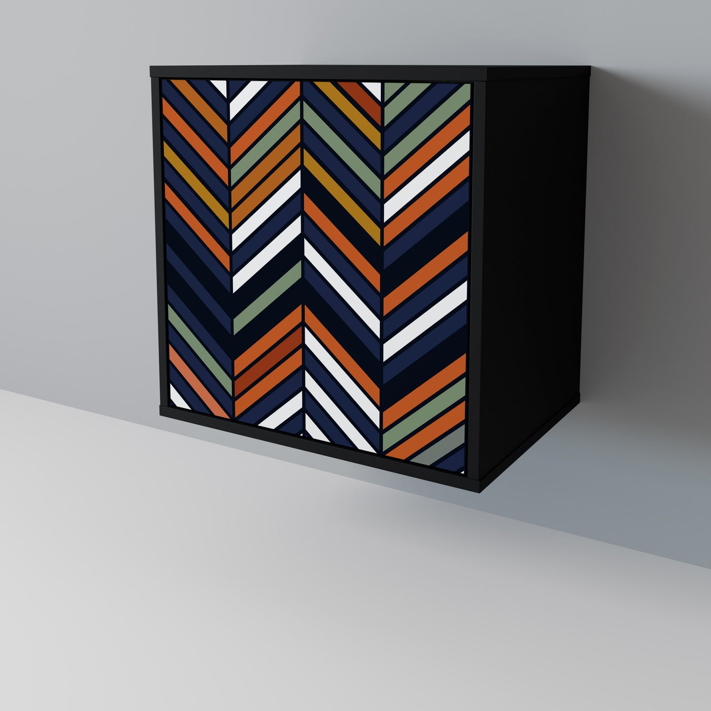 VIBRANT PATCHWORK 1-Door Sideboard in Black Finish