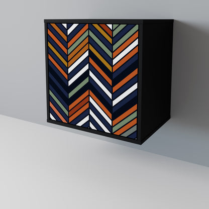 VIBRANT PATCHWORK 1-Door Sideboard in Black Finish