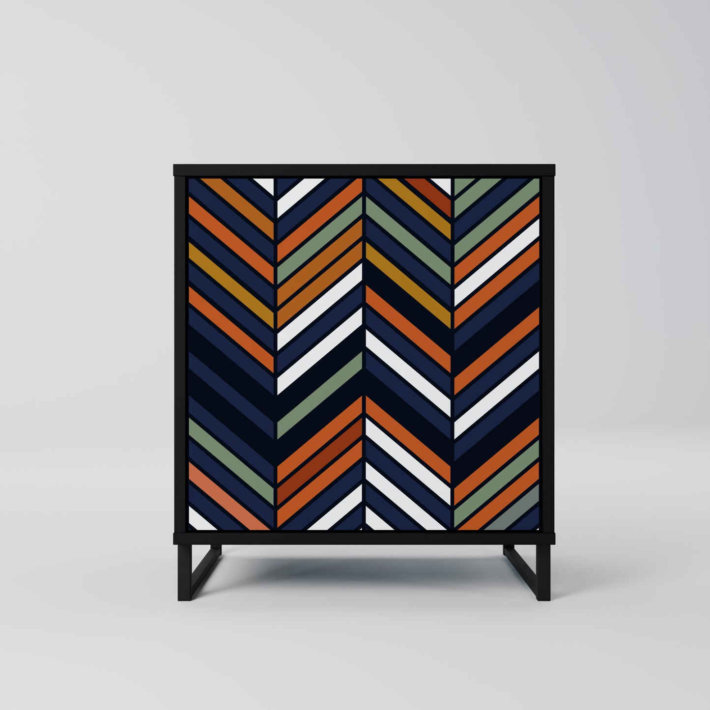 VIBRANT PATCHWORK 1-Door Sideboard in Black Finish