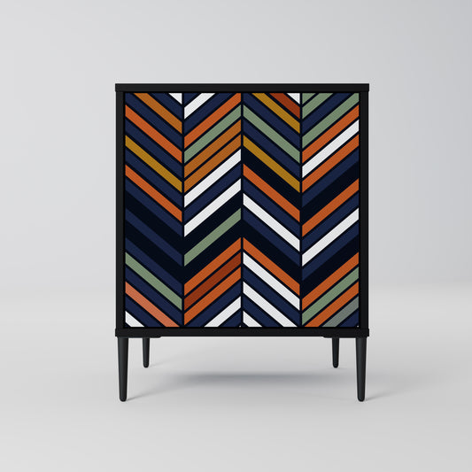 VIBRANT PATCHWORK 1-Door Sideboard in Black Finish