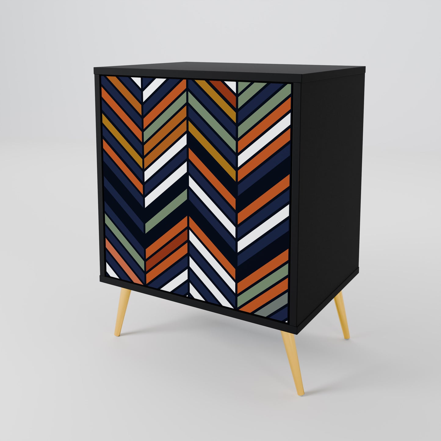 VIBRANT PATCHWORK 1-Door Sideboard in Black Finish
