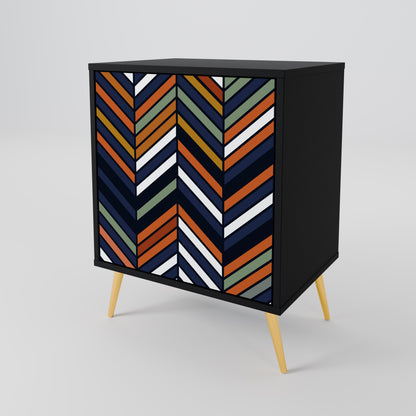 VIBRANT PATCHWORK 1-Door Sideboard in Black Finish