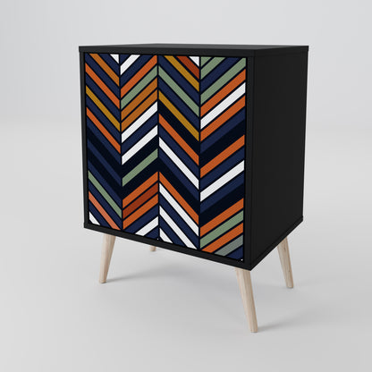 Credenza VIBRANT PATCHWORK a 1 anta con finitura nera