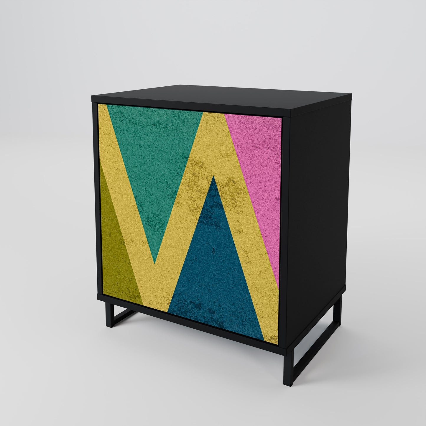 Credenza a 1 anta COLORFUL TRIANGLES con finitura nera