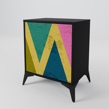 Credenza a 1 anta COLORFUL TRIANGLES con finitura nera