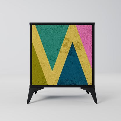 COLORFUL TRIANGLES 1-Door Sideboard in Black Finish