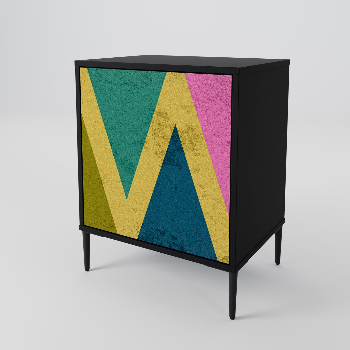 Credenza a 1 anta COLORFUL TRIANGLES con finitura nera