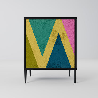 COLORFUL TRIANGLES 1-Door Sideboard in Black Finish