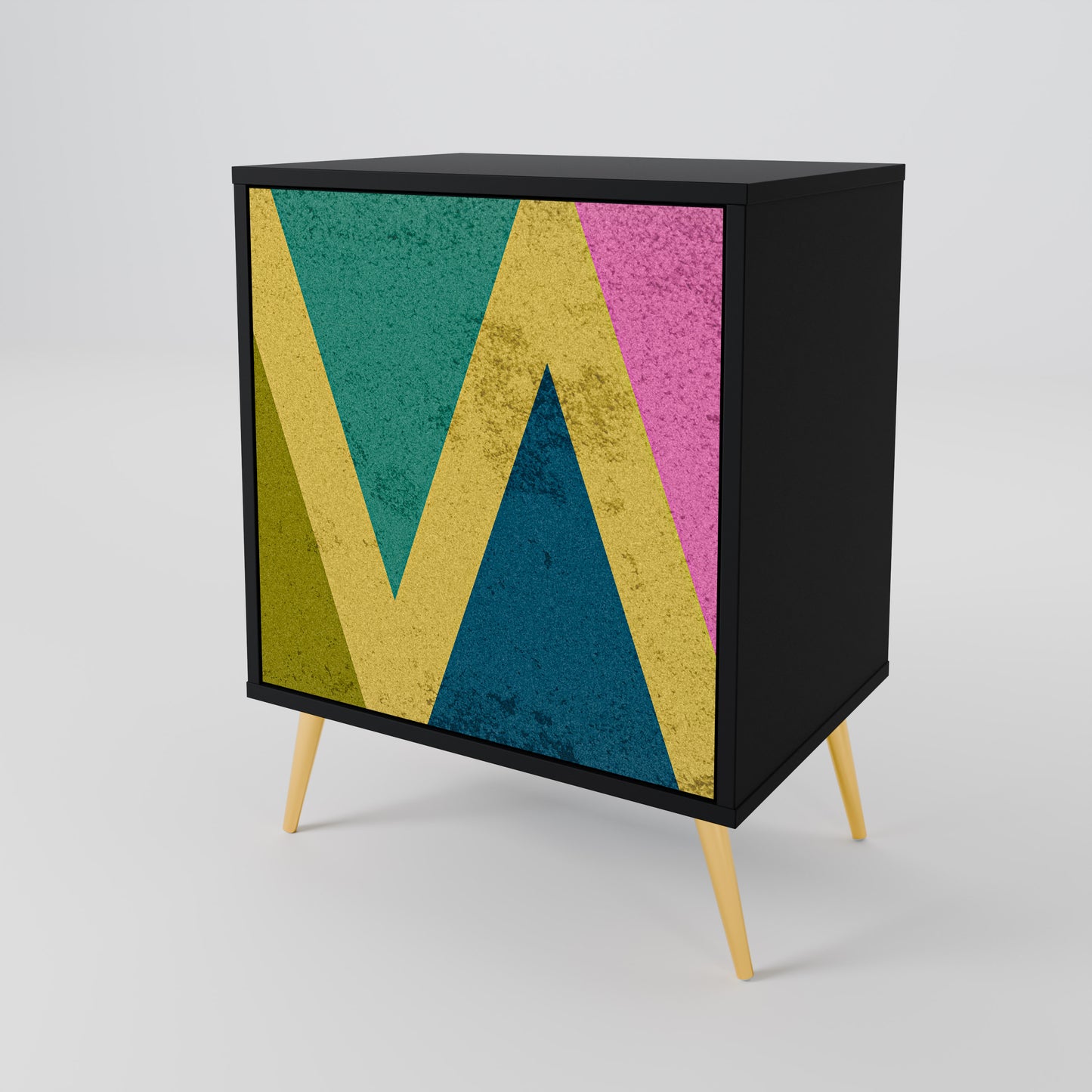 Credenza a 1 anta COLORFUL TRIANGLES con finitura nera