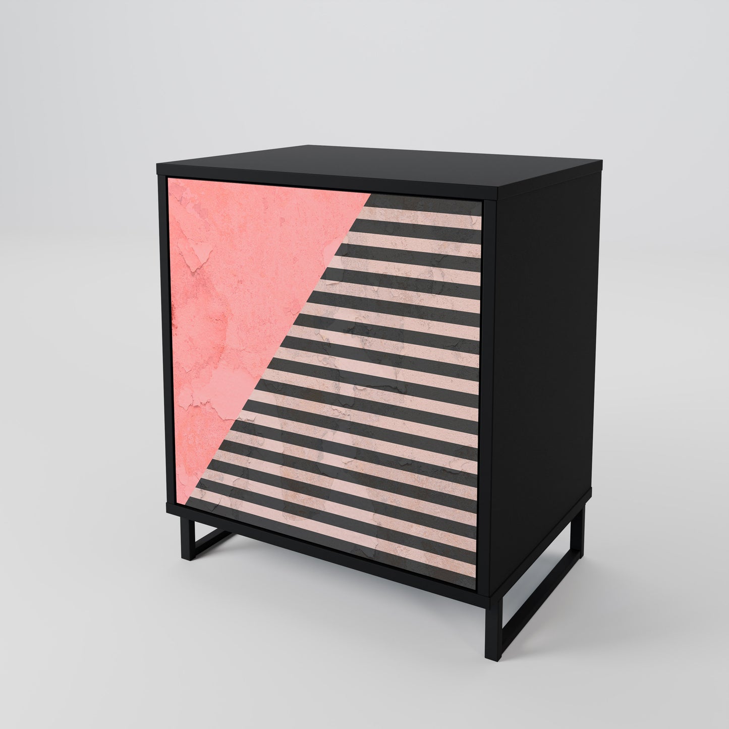 Credenza GLAMOROUS STRIPE a 1 anta con finitura nera