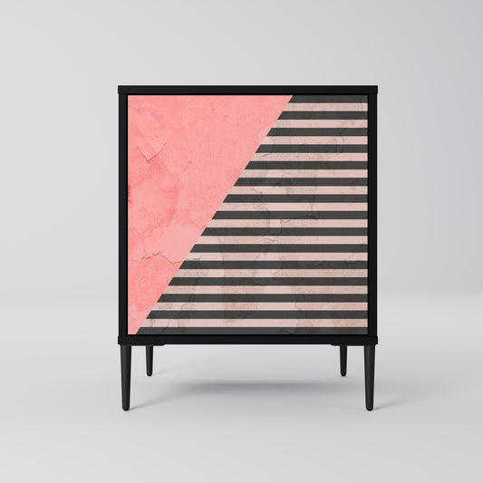 Credenza GLAMOROUS STRIPE a 1 anta con finitura nera