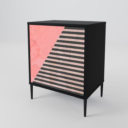 Credenza GLAMOROUS STRIPE a 1 anta con finitura nera