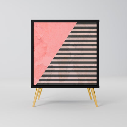 Credenza GLAMOROUS STRIPE a 1 anta con finitura nera