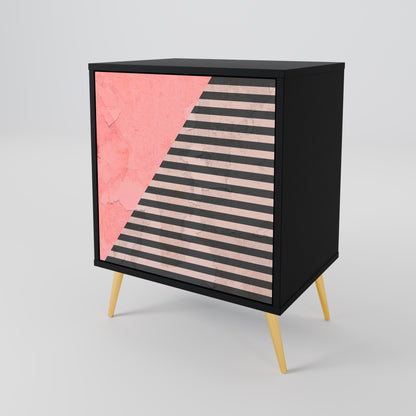 Credenza GLAMOROUS STRIPE a 1 anta con finitura nera