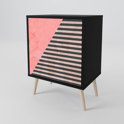 Credenza GLAMOROUS STRIPE a 1 anta con finitura nera