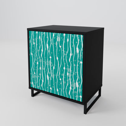 Credenza TURQUOISE RAIN a 1 anta con finitura nera