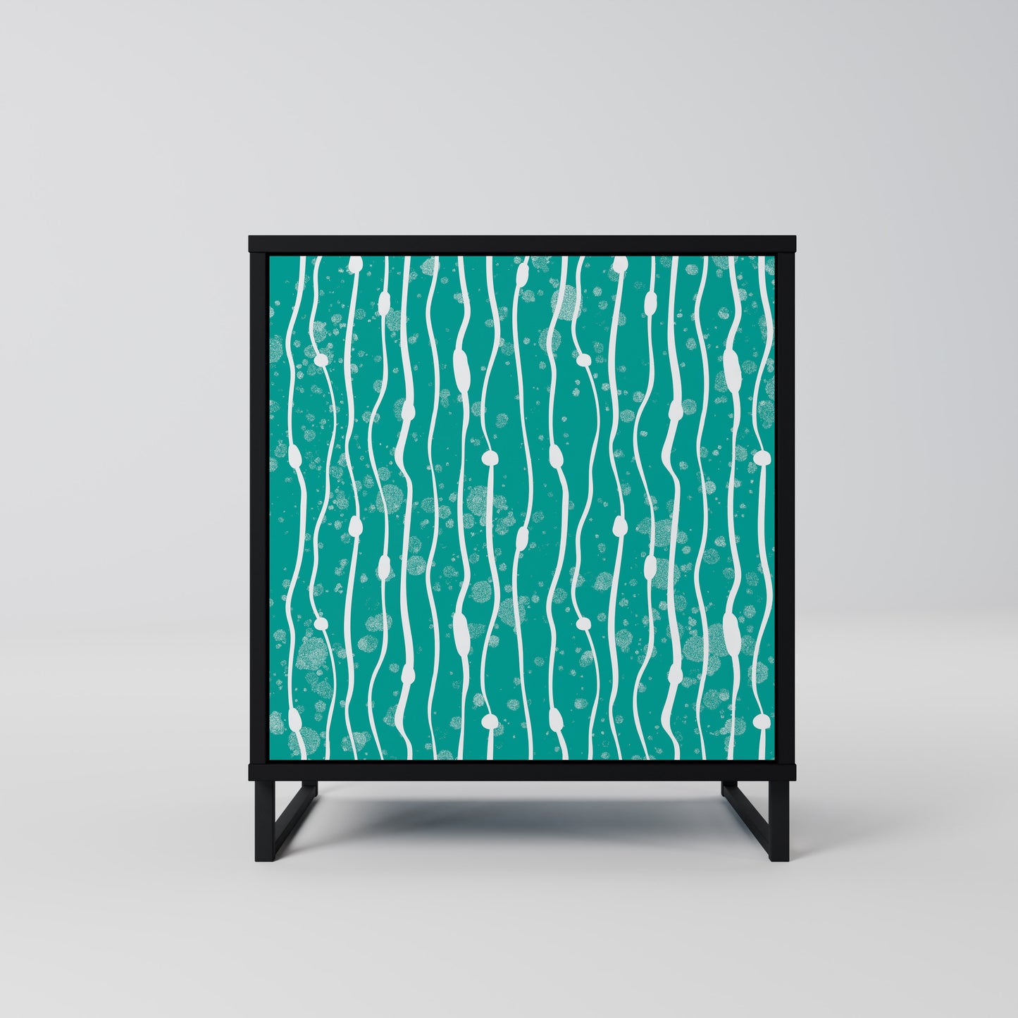 TURQUOISE RAIN 1-Door Sideboard in Black Finish