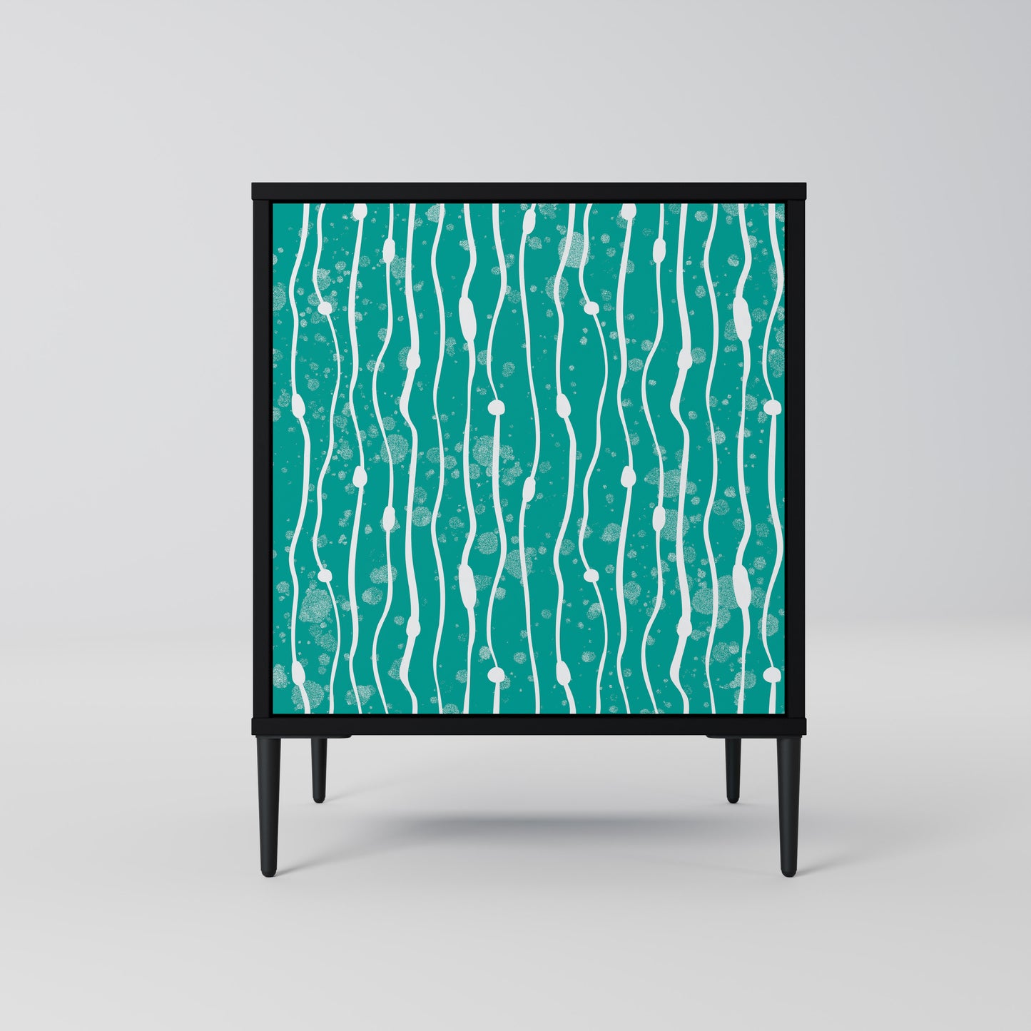 TURQUOISE RAIN 1-Door Sideboard in Black Finish