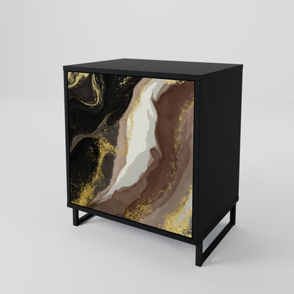 GOLD DUST 1-Door Sideboard in Black Finish