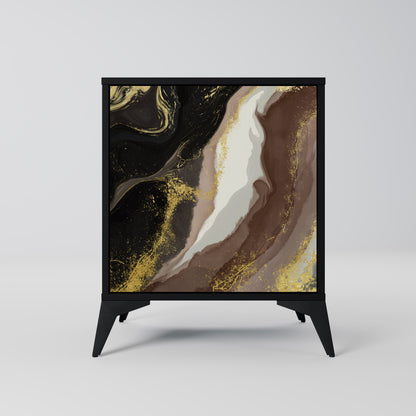 GOLD DUST 1-Door Sideboard in Black Finish