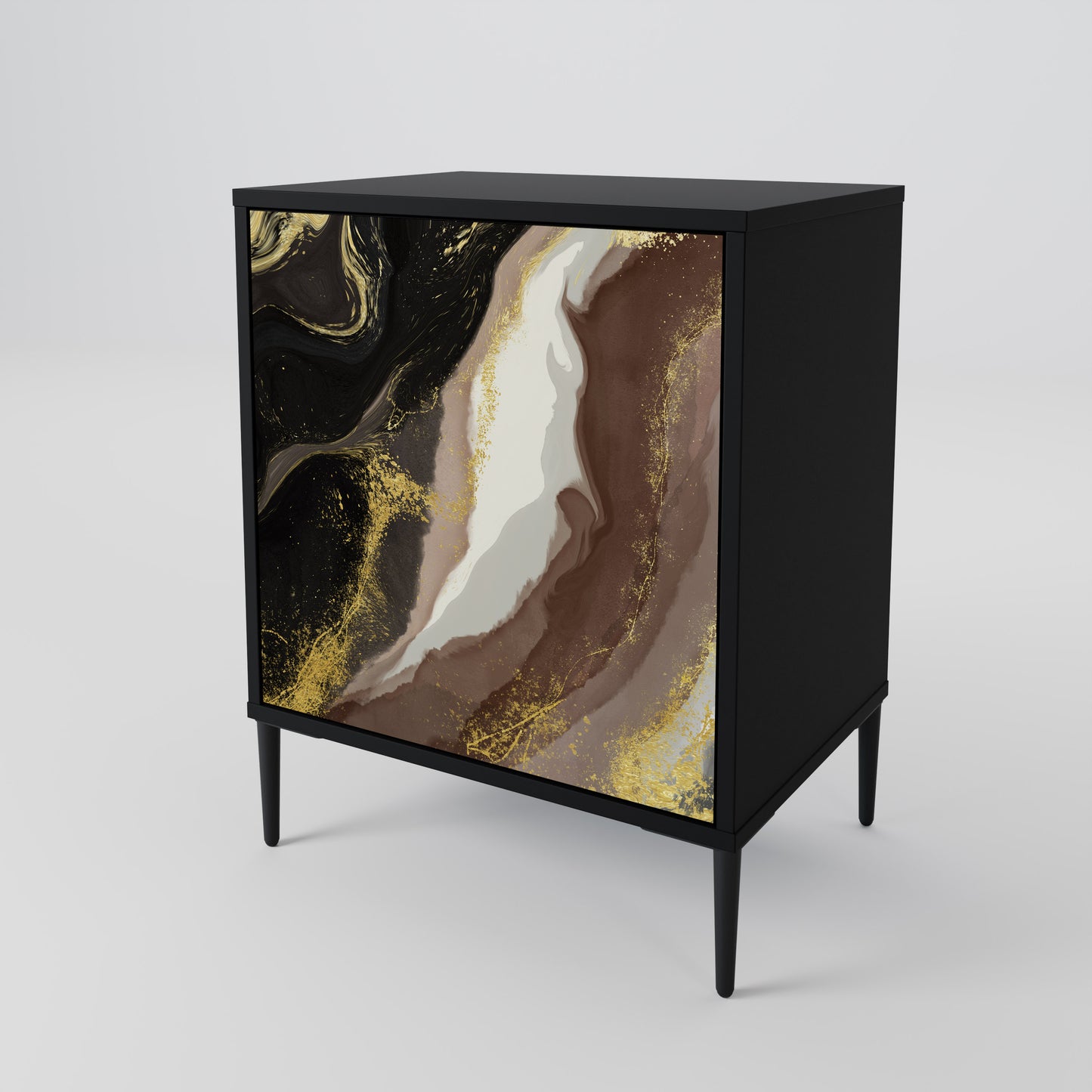 GOLD DUST 1-Door Sideboard in Black Finish