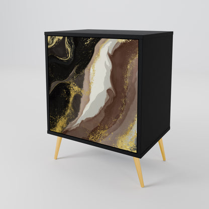 GOLD DUST 1-Door Sideboard in Black Finish