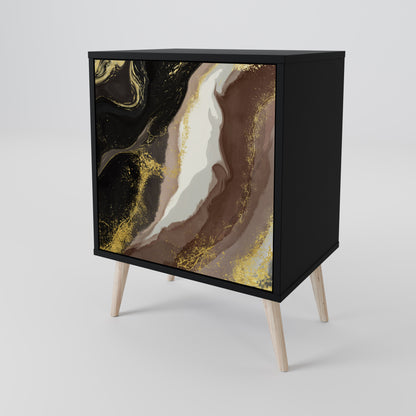 GOLD DUST 1-Door Sideboard in Black Finish