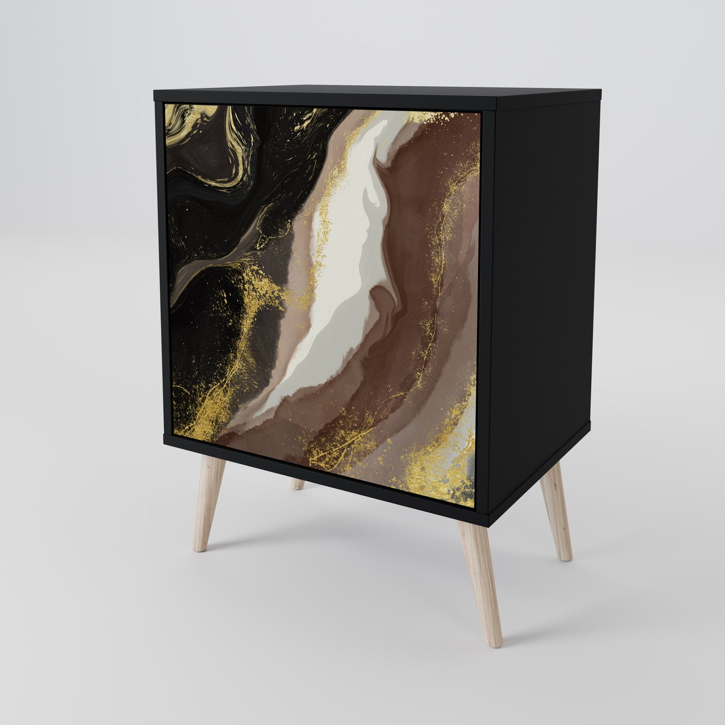 Credenza GOLD DUST a 1 anta con finitura nera