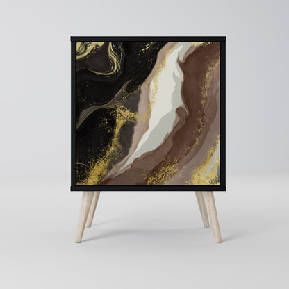 GOLD DUST 1-Door Sideboard in Black Finish