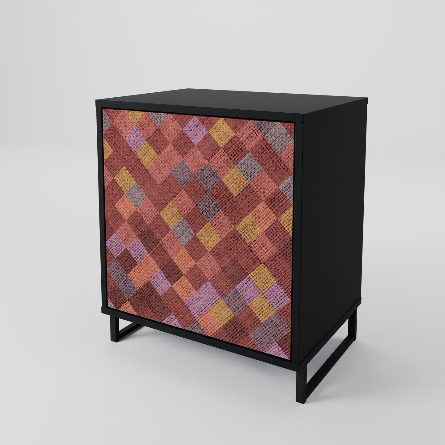 Credenza a 1 anta PAINTED SQUARES con finitura nera
