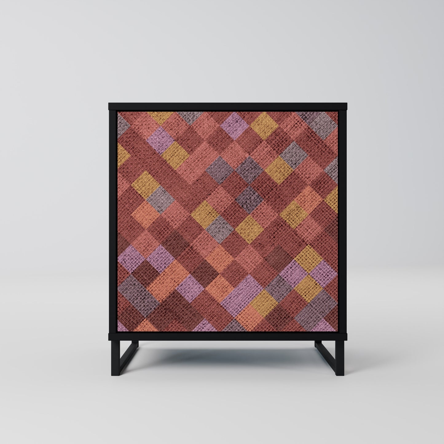 Credenza a 1 anta PAINTED SQUARES con finitura nera