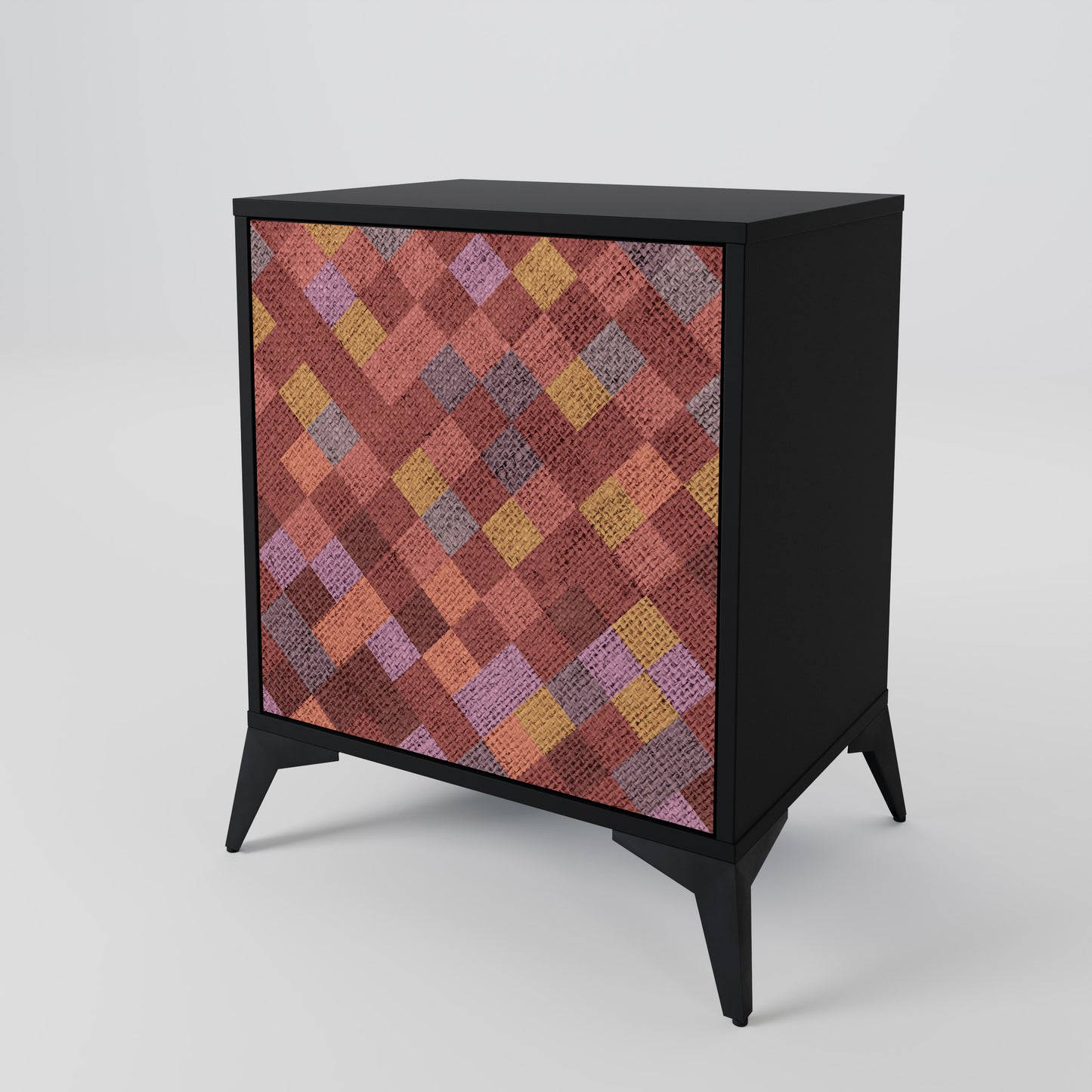 Credenza a 1 anta PAINTED SQUARES con finitura nera