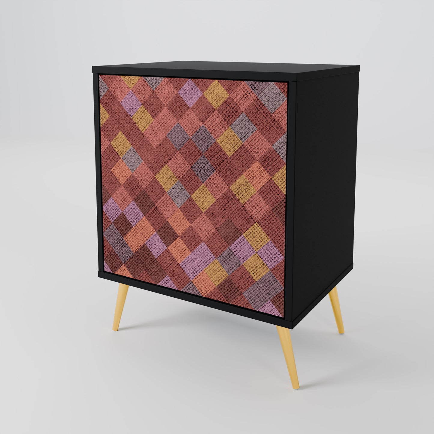 Credenza a 1 anta PAINTED SQUARES con finitura nera