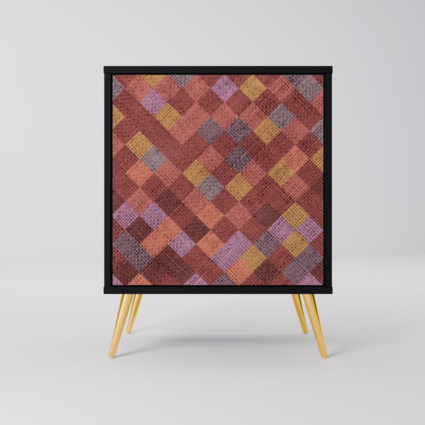 Credenza a 1 anta PAINTED SQUARES con finitura nera