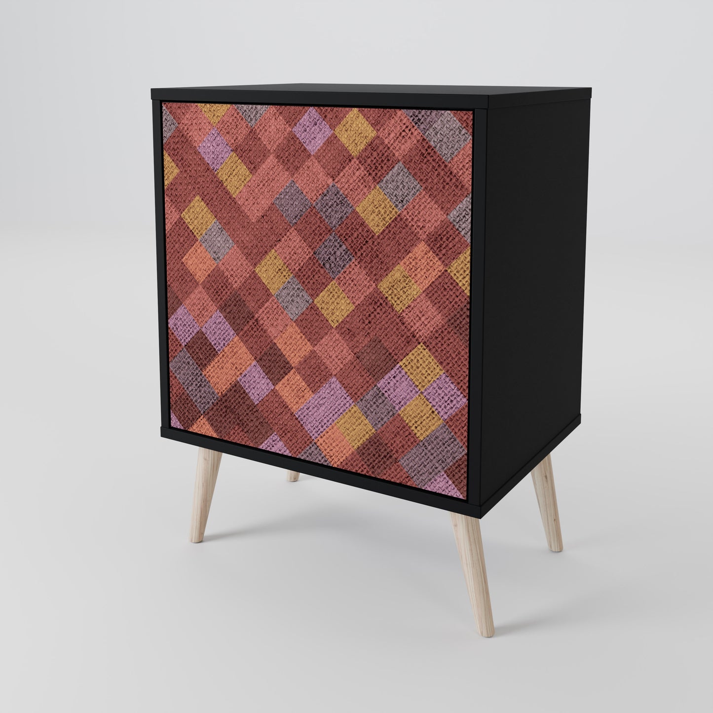 Credenza a 1 anta PAINTED SQUARES con finitura nera