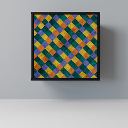 Credenza a 1 anta PAINTED SQUARES MIX con finitura nera