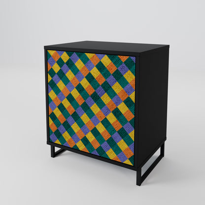 Credenza a 1 anta PAINTED SQUARES MIX con finitura nera