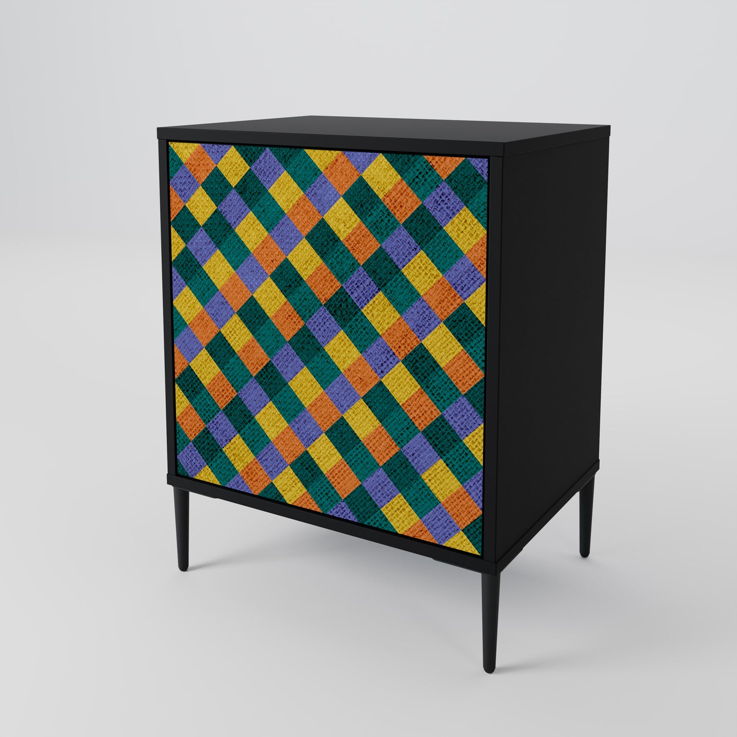 Credenza a 1 anta PAINTED SQUARES MIX con finitura nera