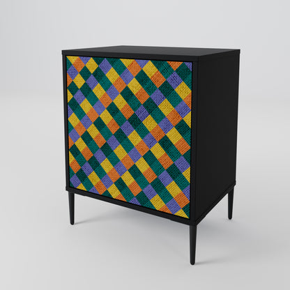 Credenza a 1 anta PAINTED SQUARES MIX con finitura nera